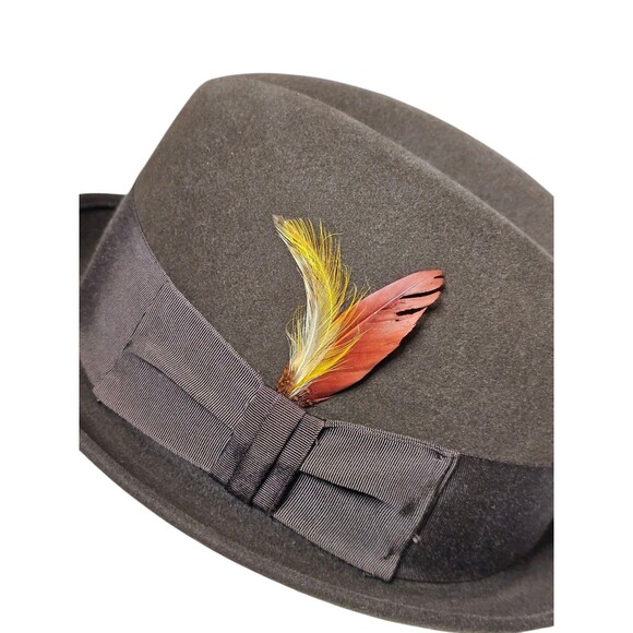 Henry The Hatter Detroit Mens Size 6 7/8 Brown Genuine Fur Felt Derby Fedora Hat - Picture 3 of 16